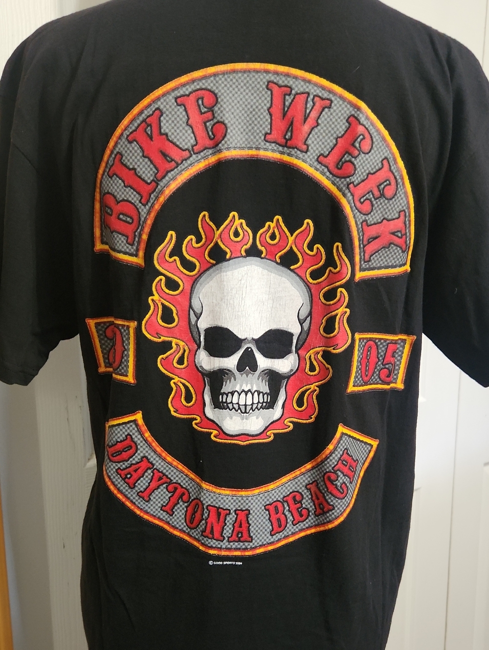Black Vintage 2005 Bike Week Daytona Beach Skull Graphic Tee
